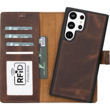 Mulvxurg  URG02  Galaxy S23 Ultra Uyumlu Deri Cüzdanlı Kılıf G2 Kahve (Mulvix)