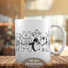 Asilmeydan Yanyana Farklı Hayvanlar Kupa Bardak Hediyelik- 53876-57847