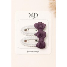 Nuviera Design Ada & Co. - Lila Örgü Fiyonk Çıtçıt Toka 2'li Set