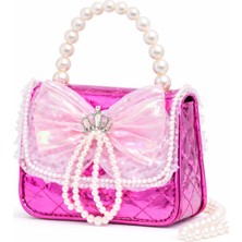 Selvira Kız Çocuk Inci Askılı Prenses Çanta – Taç Detaylı, Fiyonklu, Parlak Mini Omuz & El Çantası