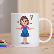 Asilmeydan Soru İşaretleri İçerisinde Kız Çocuğu Baskılı Hediyelik Kupa Bardak