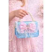 Selvira Kız Çocuk Inci Askılı Prenses Çanta – Taç Detaylı, Fiyonklu, Parlak Mini Omuz & El Çantası