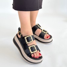 SEPET365 Stan Siyah Cilt Sandalet