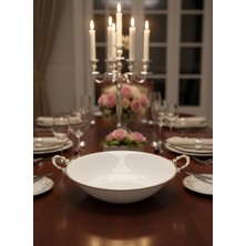 Efegil Bold Gümüş Yaldızlı Kulplu Porselen Kase 3 Ayaklı