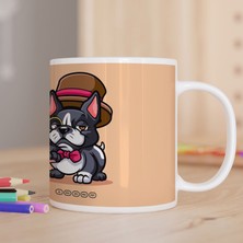 Asilmeydan Pembe Papyonlu Sevimli Köpek Baskılı Hediyelik Kupa Bardak