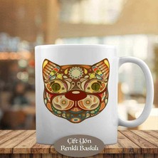 Asilmeydan Vektör Çizim-Desenli Kedi Kafası Kupa Bardak Hediyelik-92822