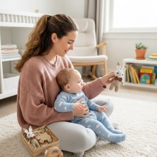 Mikido Box El Yapımı Amigurumi Tavşan ve Ahşap Tekerlekli Fil Doğal Bebek Hediye Kutusu | Organik Doğal Oyuncak