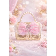 Selvira Kız Çocuk Inci Askılı Prenses Çanta – Taç Detaylı, Fiyonklu, Parlak Mini Omuz & El Çantası