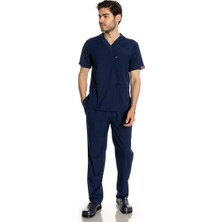 TıpMod Yarasa Kol Likralı Lacivert Doktor / Hemşire Forması