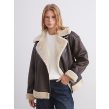 Lc Waikiki Yeni Sezon Biker Yaka Oversize Kadın Süet Mont