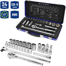 Workpro WP202564 1/2'’ Cr-V 24 Parça Metrik Ağır Hizmet Lokma Takımı