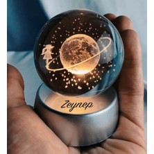 Keyfim Shop 3D Satürn Kız Samanyolu Işıklı Kristal Küre 8cm*6cm