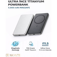Moxti Magsafe Powerbank 5000MAH Slim Hızlı Taşınabilir Batarya iPhone 11 12 13 14 15 16 17 Pro Max