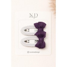 Nuviera Design Ada & Co. - Mor Örgü Fiyonk Çıtçıt Toka 2'li Set
