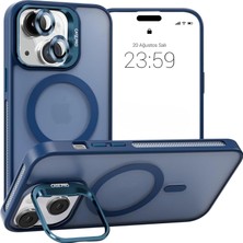 Bilişim Akademi iPhone 14 Uyumlu Stantlı  Kılıf Case Pro Tank Kılıf Lens  Koruyucu Zırhlı Kılıf - Lacivert