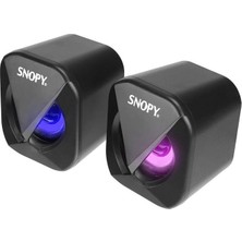 SanalAMCA Store Snopy SN-83U LED Işıklı 2W*2 Siyah USB 2.0 Rgb Işıklı 1+1 Mini Speaker Hoparlör