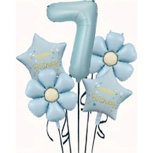 Parti Sürprizi Mavi Happy Birthday 7 Yaş Folyo Balon Set