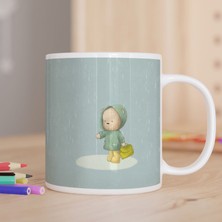 Asilmeydan Yağmurun Altında Minik Ayıcık Baskılı Hediyelik Kupa Bardak