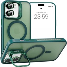 Bilişim Akademi iPhone 16 Uyumlu Stantlı  Kılıf Case Pro Tank Kılıf Lens  Koruyucu Zırhlı Kılıf - Haki