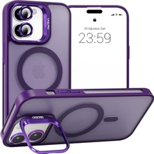 Bilişim Akademi iPhone 16 Uyumlu Stantlı  Kılıf Case Pro Tank Kılıf Lens  Koruyucu Zırhlı Kılıf - Mor