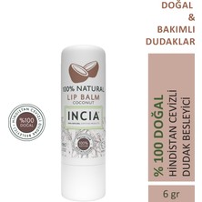 INCIA %100 Doğal Dudak Besleyici Hindistan Cevizi Bitkisel Nemlendirici Dudak Bakım Kremi 6 G
