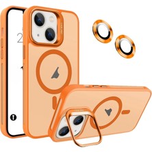Bilişim Akademi iPhone 15 Plus Uyumlu Stantlı  Kılıf Case Pro Tank Kılıf Lens  Koruyucu Zırhlı Kılıf - Turuncu