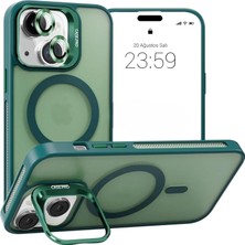 Bilişim Akademi iPhone 14 Uyumlu Stantlı  Kılıf Case Pro Tank Kılıf Lens  Koruyucu Zırhlı Kılıf - Haki