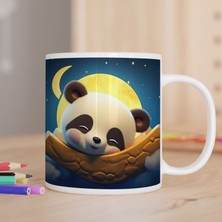 Asilmeydan Bulutların Üzerinde Uyuyan Sevimli Yavru Panda Baskılı Hediyelik Kupa Bardak
