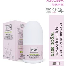 INCIA %100 Doğal Roll On Deodorant Hassas Ciltler İçin Ter Kokusu Önleyici Leke Yapmayan 50 ml