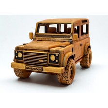 Grosa Wood Grosawood El Yapımı Ahşap Oyuncak Model Araba Serisi  Defender 90 Klasik Panjur Modeli – 1/18 Ölçek – Kişiye Özel Plakalı – Hediyelik Dekoratif