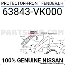 TŞT Nissan Pıckup Ön Çamurluk Davlumbazı Sol 2002-2004 (Oem No:  63843VK000)