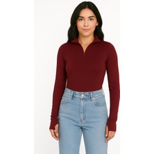 Alpaco Gizli Fermuarlı Başparmak Geçişli Manşet Detaylı Bluz