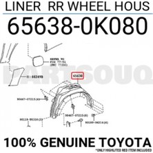 TŞT Toyota Hilux Arka Çamurluk Davlumbazı 4x4 Sol 2015- (Oem No:  65638-0K080)