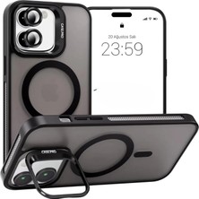 Bilişim Akademi iPhone 16 Uyumlu Stantlı  Kılıf Case Pro Tank Kılıf Lens  Koruyucu Zırhlı Kılıf - Siyah