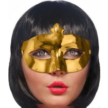 Popüler Sepet Altın Renk Kostüm Partisi Extra Parlak Balo Maskesi 15X10 cm Nessiworld