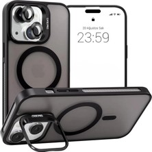 Bilişim Akademi iPhone 15 Plus Uyumlu Stantlı  Kılıf Case Pro Tank Kılıf Lens  Koruyucu Zırhlı Kılıf - Siyah