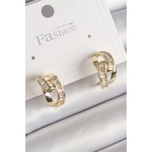 Clariss Pirinç Gold Renk Zirkon Taşlı Zincir Model Kadın Küpe -KP-1116