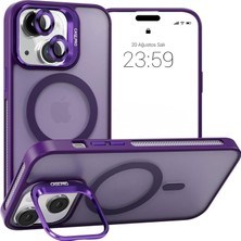 Bilişim Akademi iPhone 14 Plus Uyumlu Stantlı  Kılıf Case Pro Tank Kılıf Lens  Koruyucu Zırhlı Kılıf - Mor