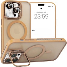 Bilişim Akademi iPhone 13 Uyumlu Stantlı  Kılıf Case Pro Tank Kılıf Lens  Koruyucu Zırhlı Kılıf - Çöl