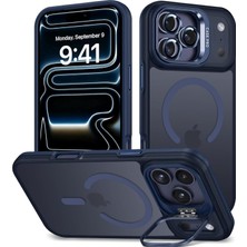 Bilişim Akademi iPhone 17 Pro Max Uyumlu Stantlı  Kılıf Case Pro Tank Kılıf Lens  Koruyucu Zırhlı Kılıf - Lacivert