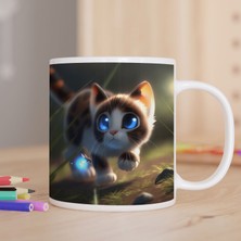 Asilmeydan Otların Arasında Dolaşan Minik Kedicik Baskılı Hediyelik Kupa Bardak