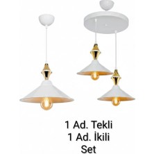 Hak Dekor Maylo Karo Beyaz/gold ( 2li Set ) Yemek Odası Oturma Odası Salon Mutfak Yatak Odası Avize Beyaz