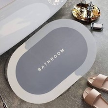 Shopora® Sihirli Süper Su Emici Kaymaz Tabanlı Oval Paspas 40*60 cm