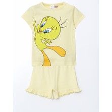 Lc Waikiki Yeni Sezon Tweety Baskılı Kız Bebek Şortlu Pijama Takım