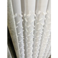 Brillant Ekru - Kırık Beyaz- 1/3 Sık Pile - Ponpon Pufy Keten Görünümlü Tül Perde
