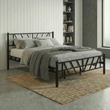 Decofer Smyrna Çift Kişilik Siyah Metal Karyola