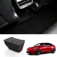 Ramm Tesla Model Y Arka Koltuk Ortası Kapaklı Saklama Alanı - Kaymaz Yüzey - Siyah
