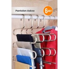 Orvila 6 Adet - 5 Bölmeli Metal Pantolon Askısı - Giysi Eşarp Fular Kıyafet Askısı Düzenleyici Organizer