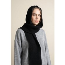 Kadın Kapüşonlu Kalın Triko Atkı –siyah