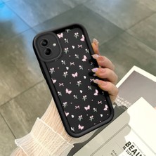 HONTINGA Samsung Galaxy A04 ile Uyumlu Kılıfı Düşüme Önleyici Basitlik Anti Düşme Kamera Korumali Çiçek Siyah Desen Yumuşak Silikon Telefon Kılıfı K2-0066
